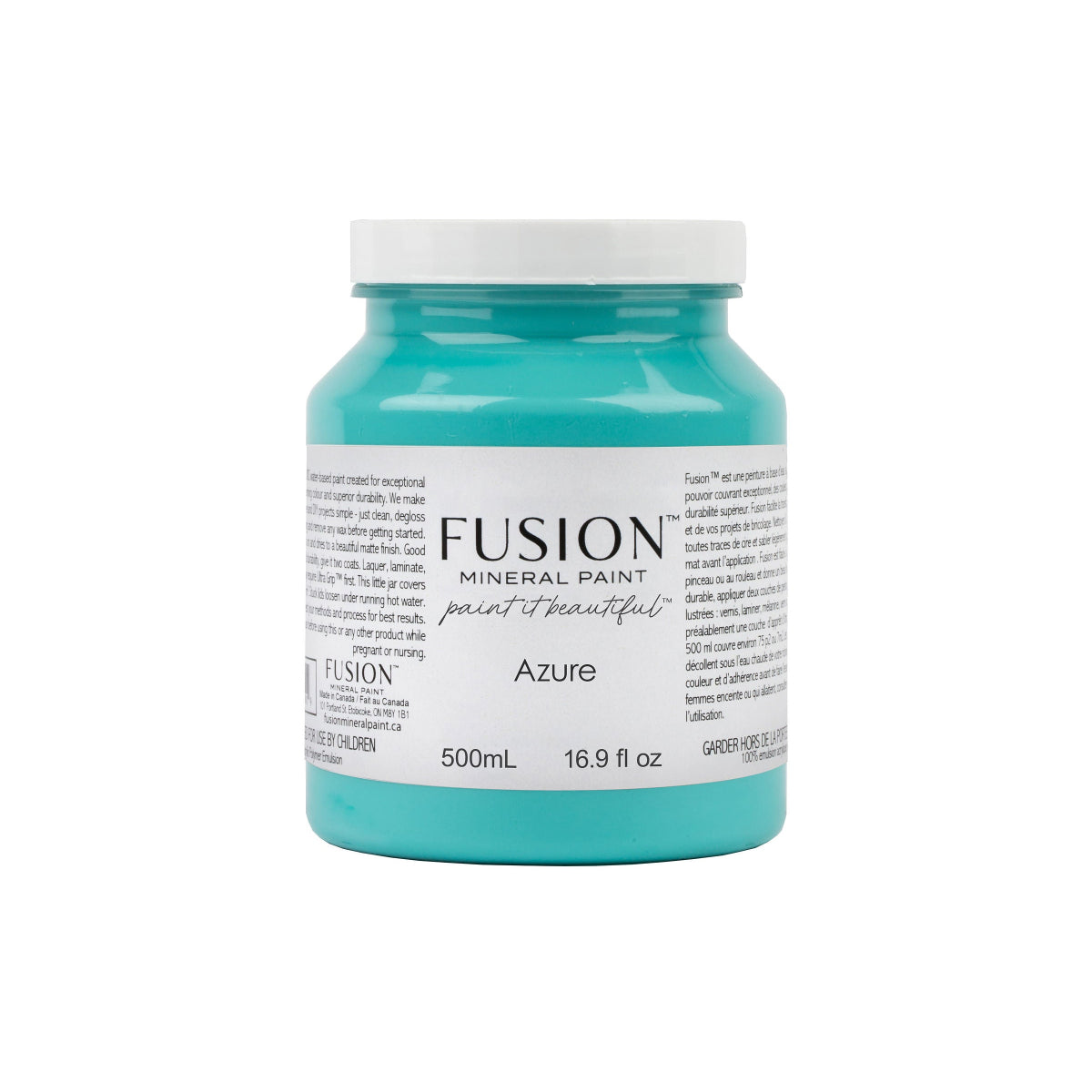 Jar of Fusion Mineral Paint in Azure colour on a white background