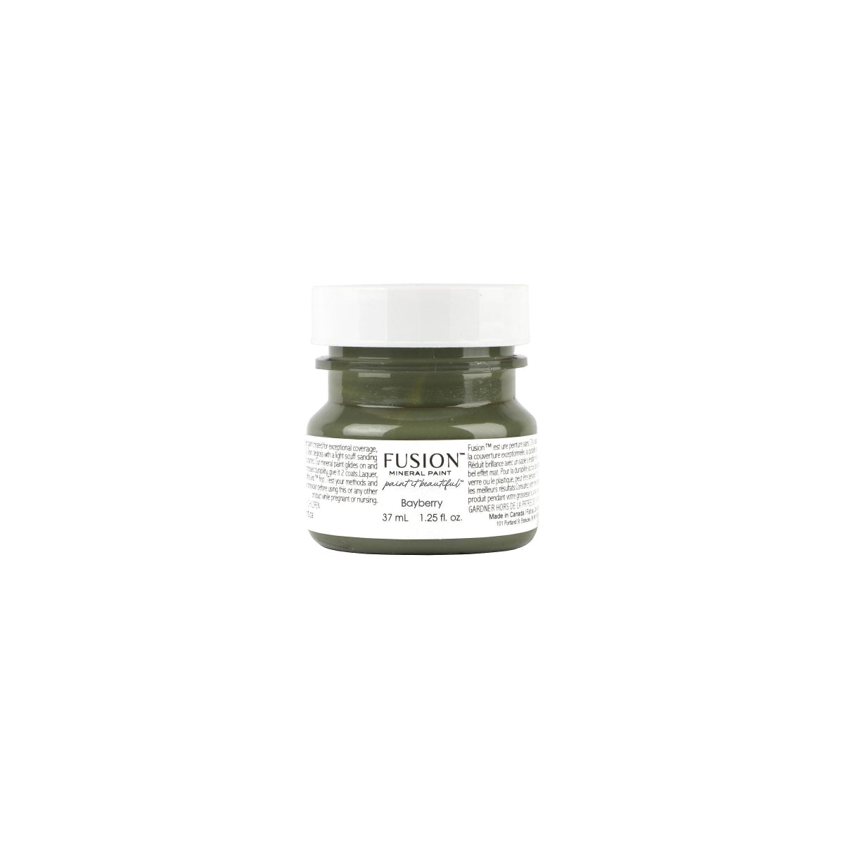 Bayberry Fusion Mineral Paint tester jar on a white background