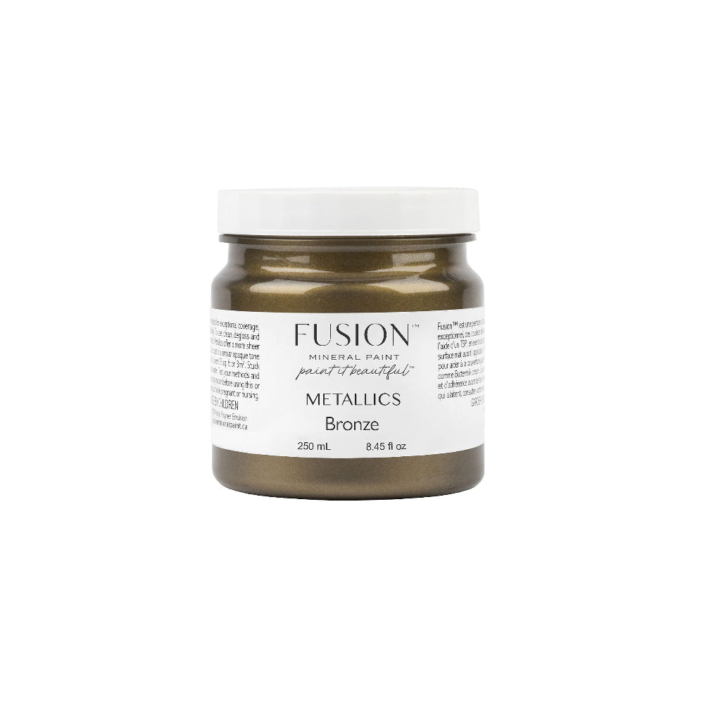 Fusion Mineral Paint in Bronze Metallic paint jar on a white background
