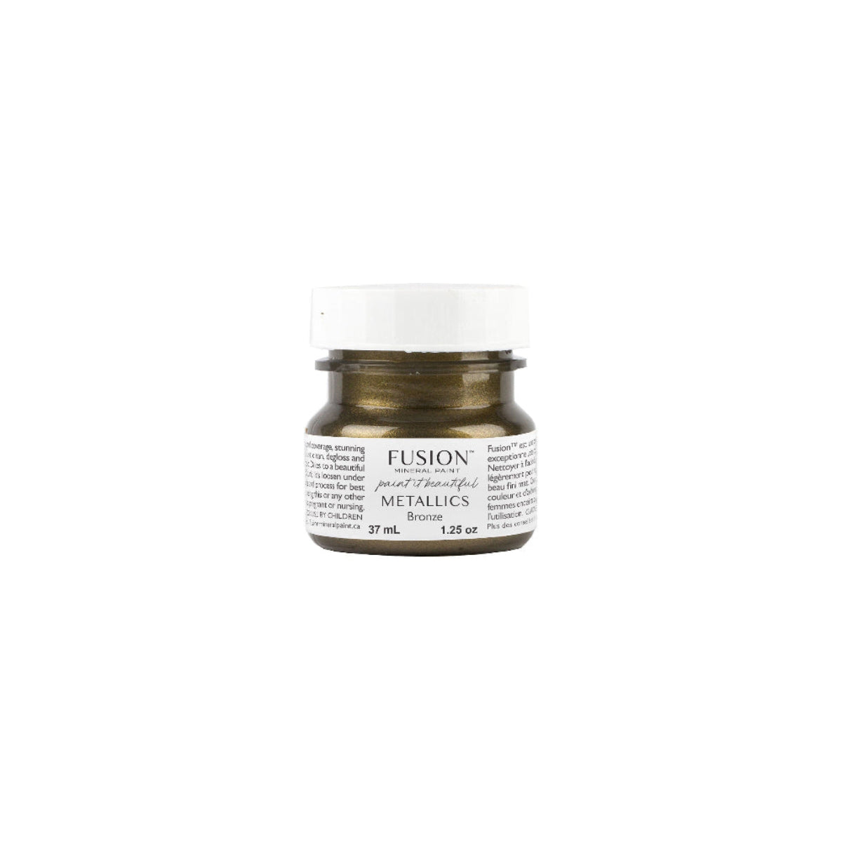 Small jar of Fusion Mineral Paint in Bronze Metallics on a white background