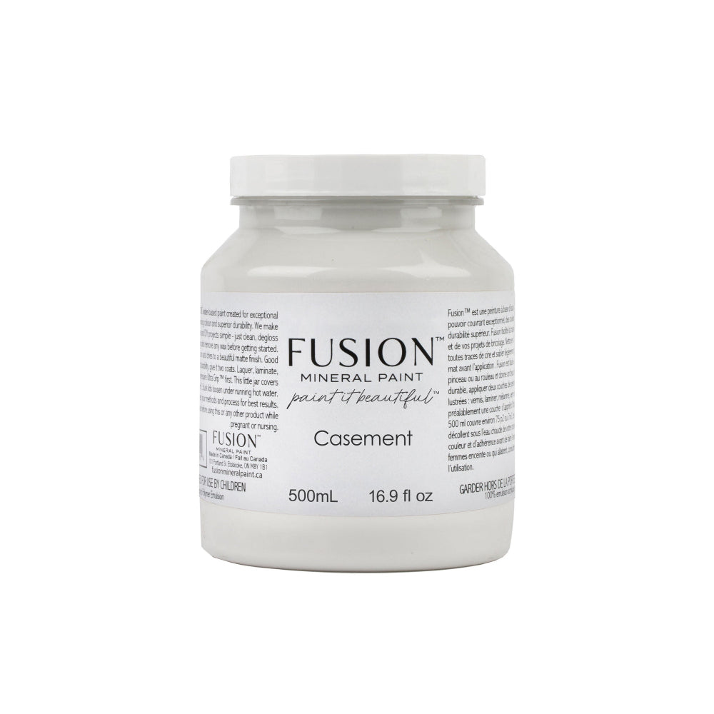 Jar of white Casement Fusion Mineral Paint on a white background