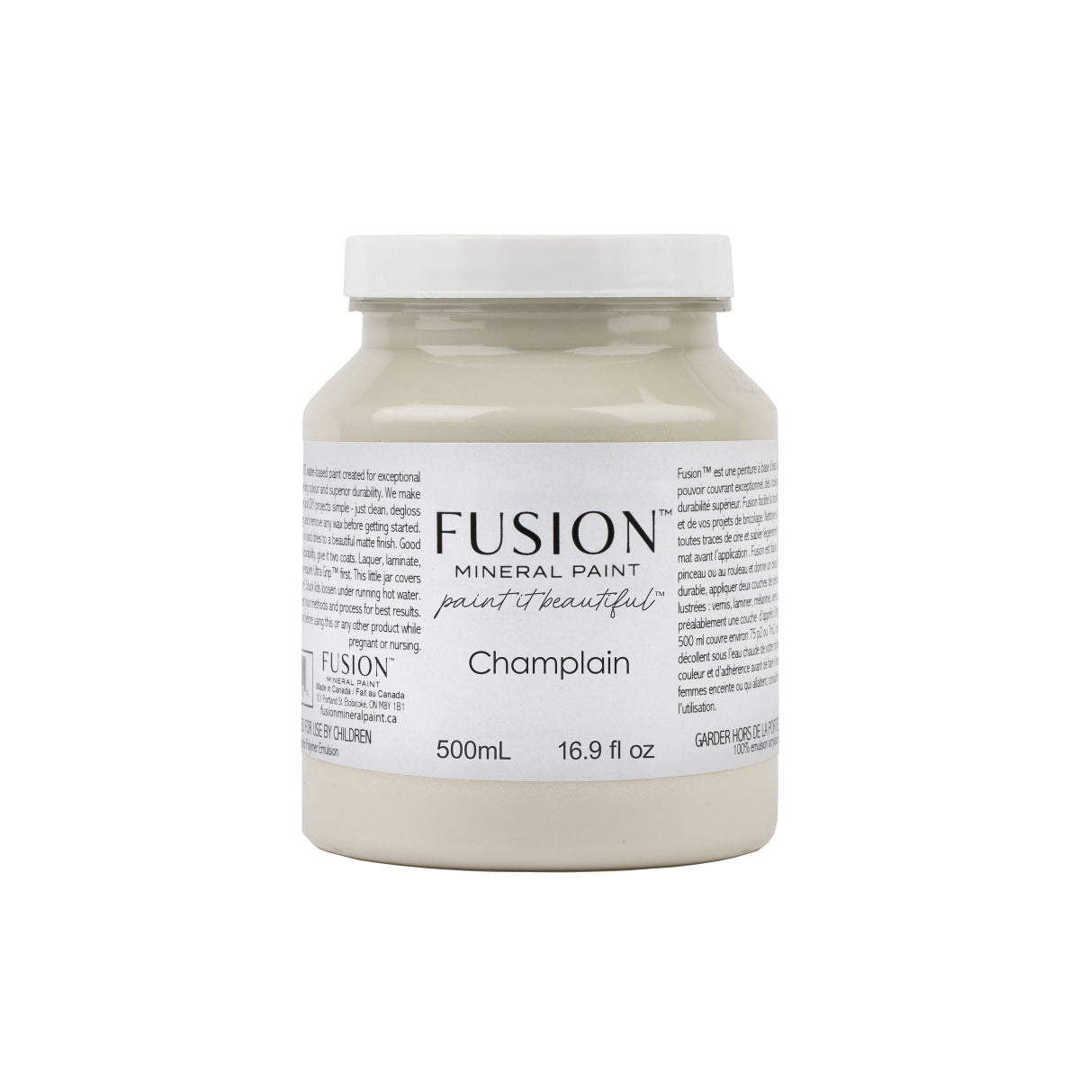 Jar of Fusion Mineral Paint in Champlain colour on a white background