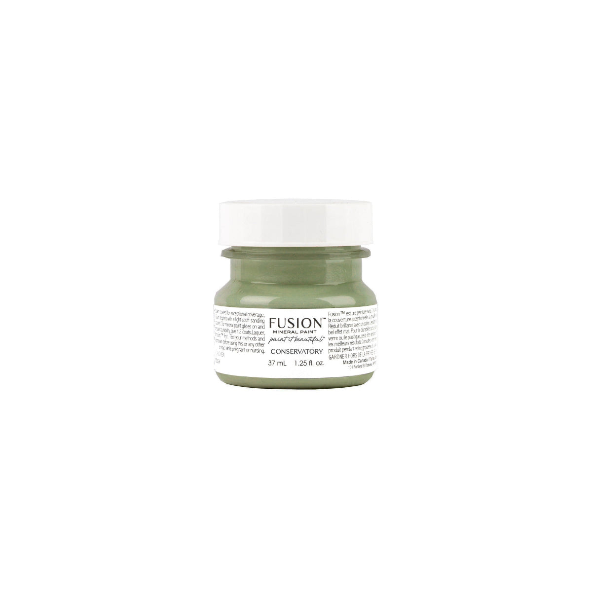 Tester jar of Fusion Conservatory Mineral Paint on a white background