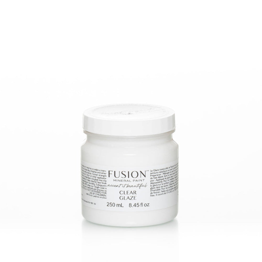 Bottle of Fusion Clear Glaze against a white background