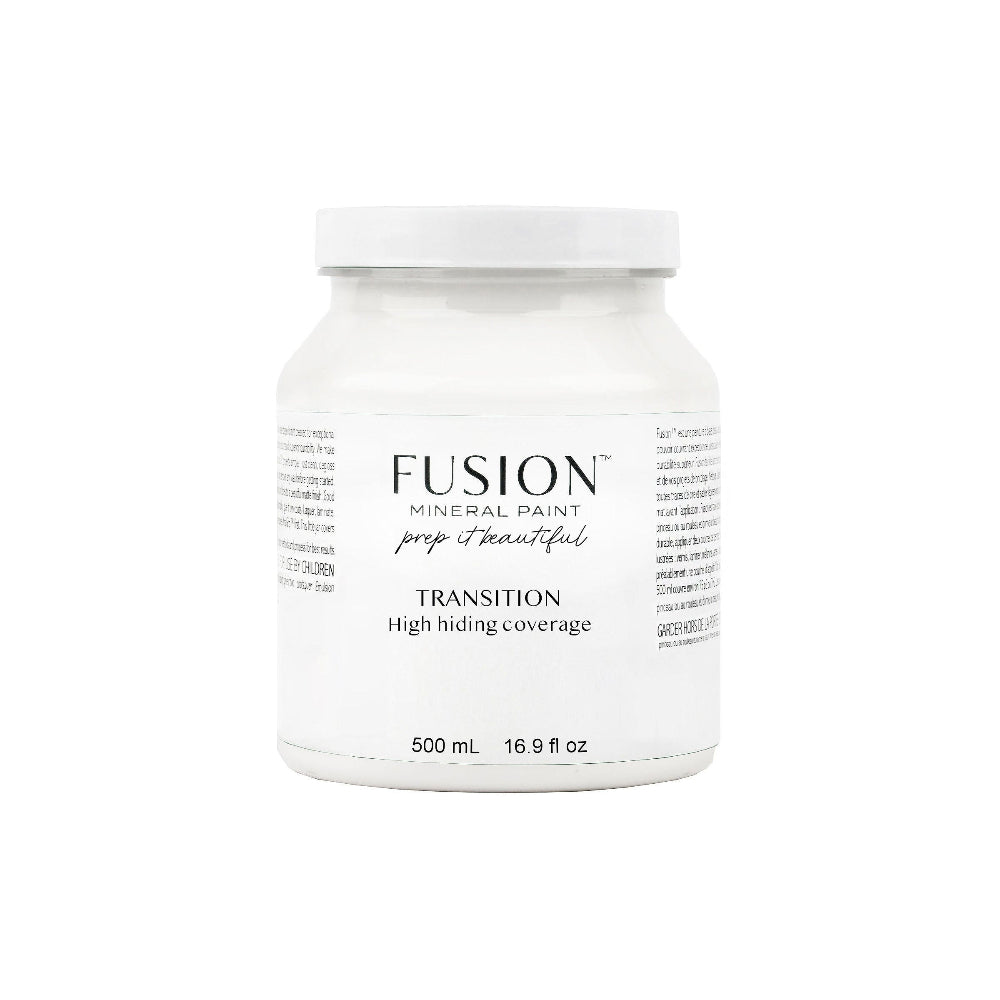 Jar of Fusion Mineral Paint Transition for high hiding coverage on a white background