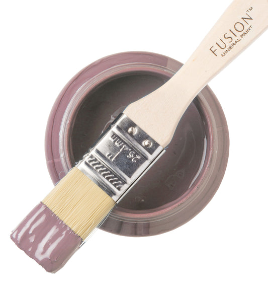 Paint brush with Fusion Mineral Paint in Lavender Haze colour on a white background