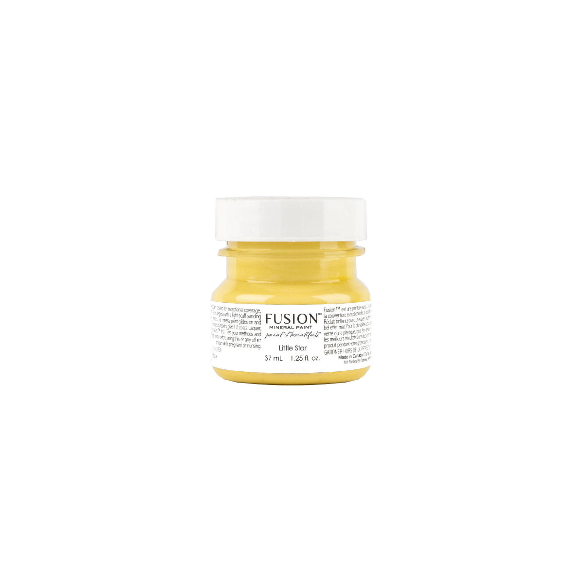 Tester size of yellow Little Star Fusion Mineral Paint on a white background