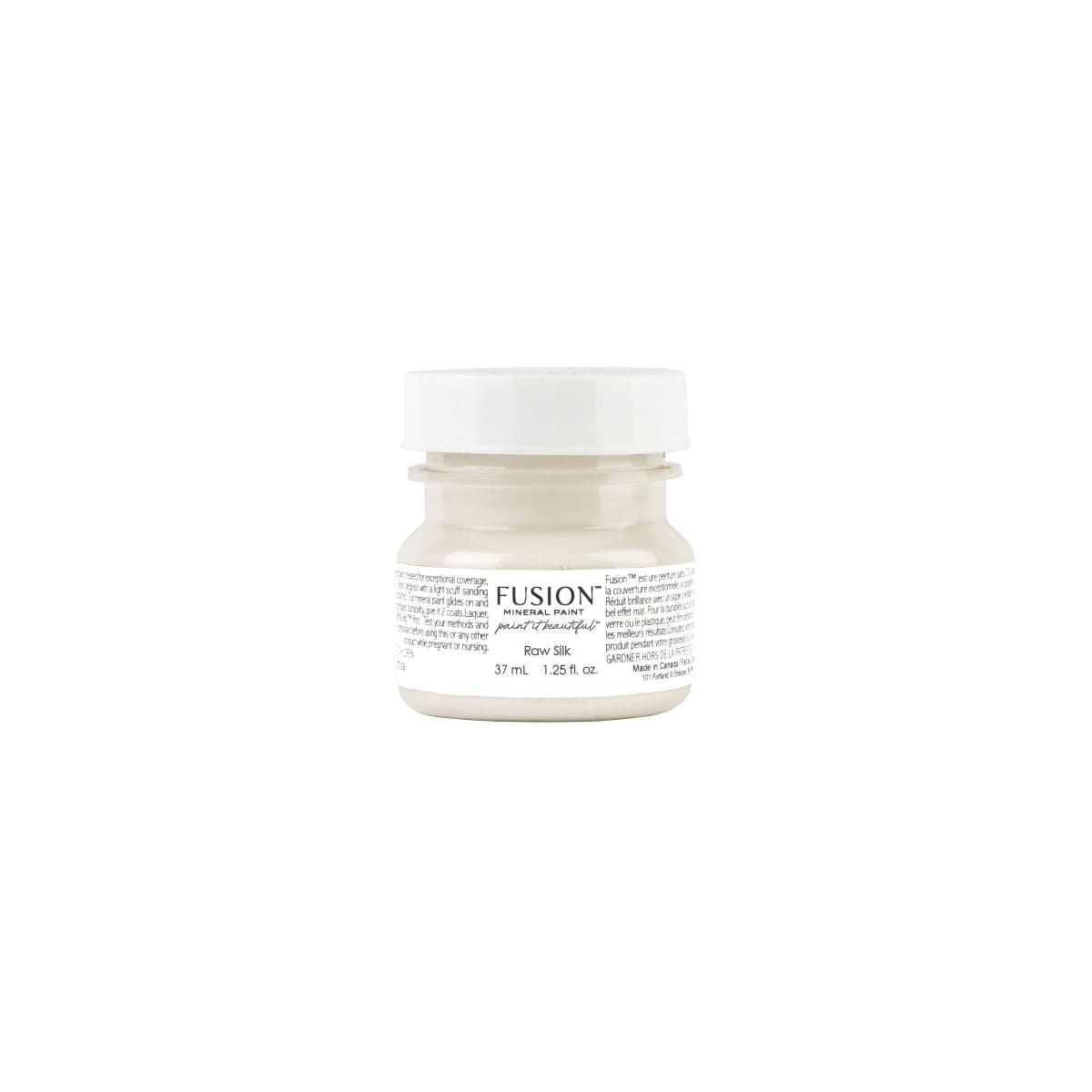 Tester-sized jar of Raw Silk Fusion Mineral Paint on a white background