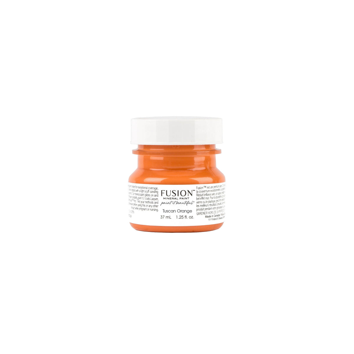 Tester jar of Tuscan Orange Fusion Mineral Paint on a white background
