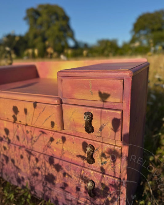Harris Lebus Chest of Drawers - Golden Hour Wildflower Meadow at Sunset