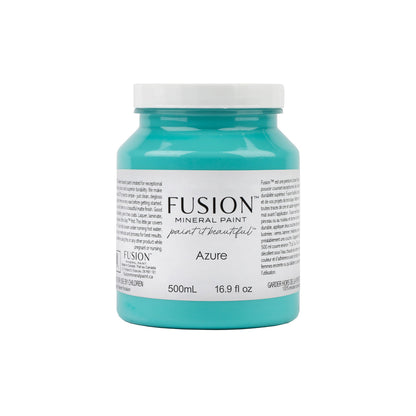 Jar of Fusion Mineral Paint in Azure colour on a white background