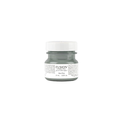 Tester-sized jar of Blue Pine Fusion Mineral Paint on a white background