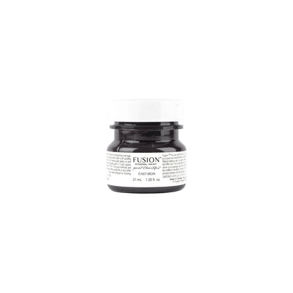 Small jar of Cast Iron Fusion Mineral Paint on a white background