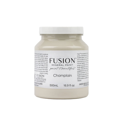 Jar of Fusion Mineral Paint in Champlain colour on a white background
