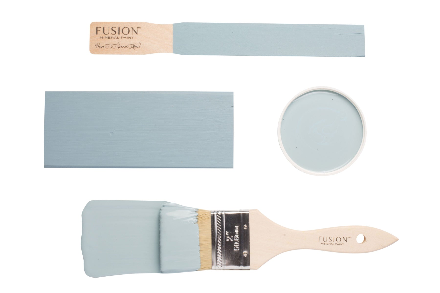 Fusion paint swatches and brush labeled 'Champness' on a white background