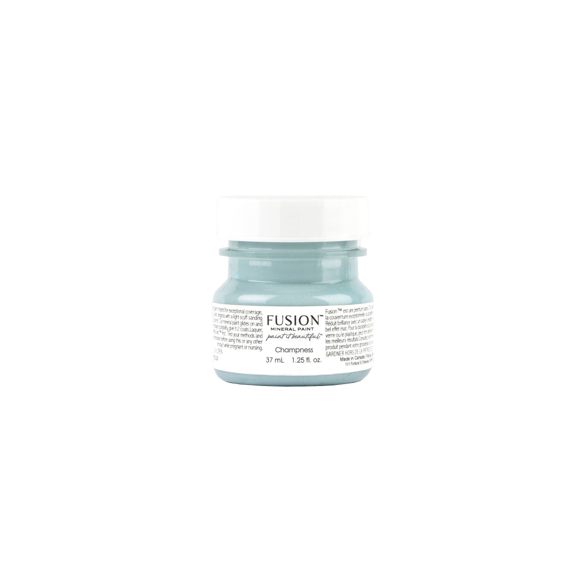 Tester jar of Champness Fusion Mineral Paint on a white background