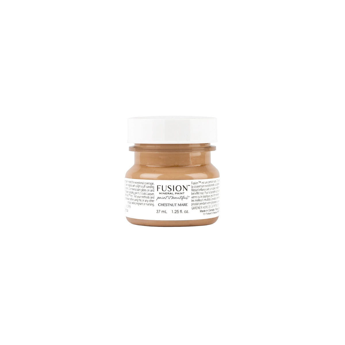 Tester size jar of Fusion Mineral Paint in Chestnut Mare colour on a white background