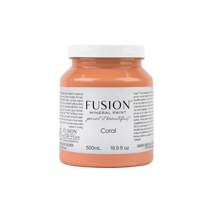 Jar of Fusion Mineral Paint in Coral colour on a white background