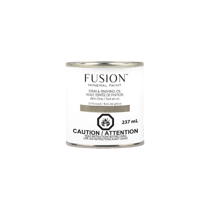 Can of Fusion Mineral Paint Driftwood Stain & Finishing Oil on a white background