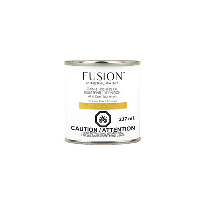 Can of Fusion Mineral Paint Golden Pine Stain & Finishing Oil on a white background
