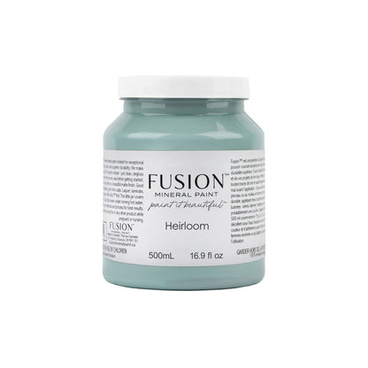 Fusion Mineral Paint jar labelled 'Heirloom' on a white background