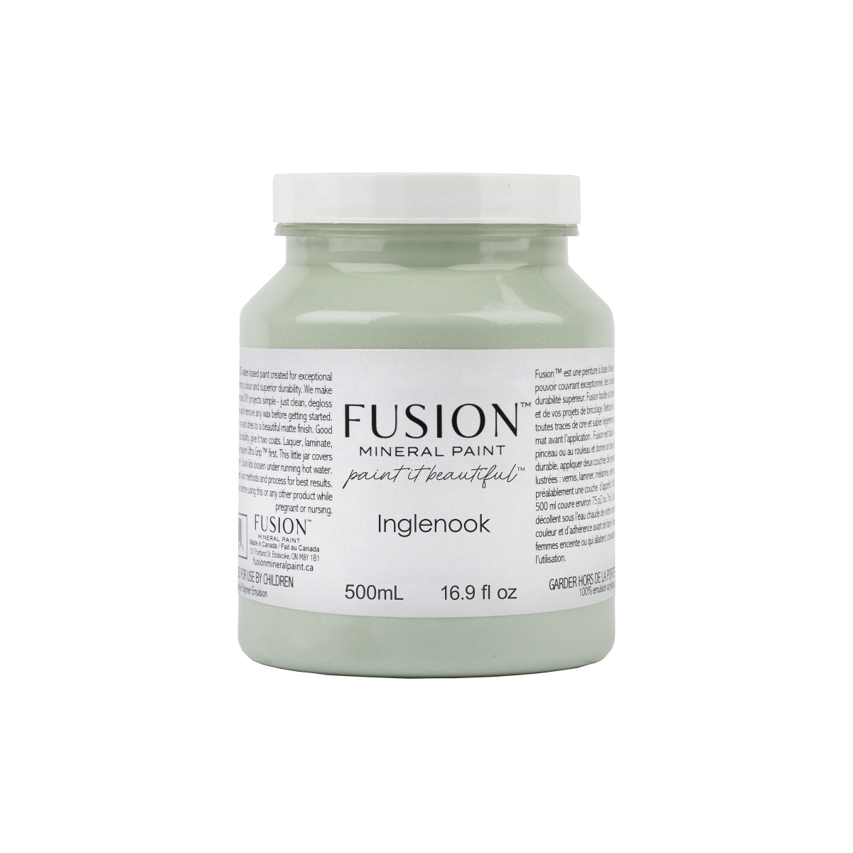 Fusion Mineral Paint jar of Inglenook on a white background