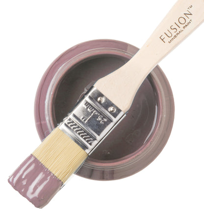 Paint brush with Fusion Mineral Paint in Lavender Haze colour on a white background