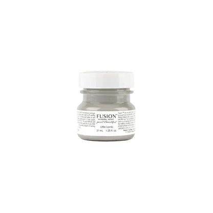 A tester-sized jar of Fusion Mineral Paint in olive green Everett on a white background.