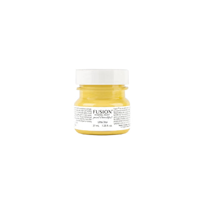 Tester size of yellow Little Star Fusion Mineral Paint on a white background