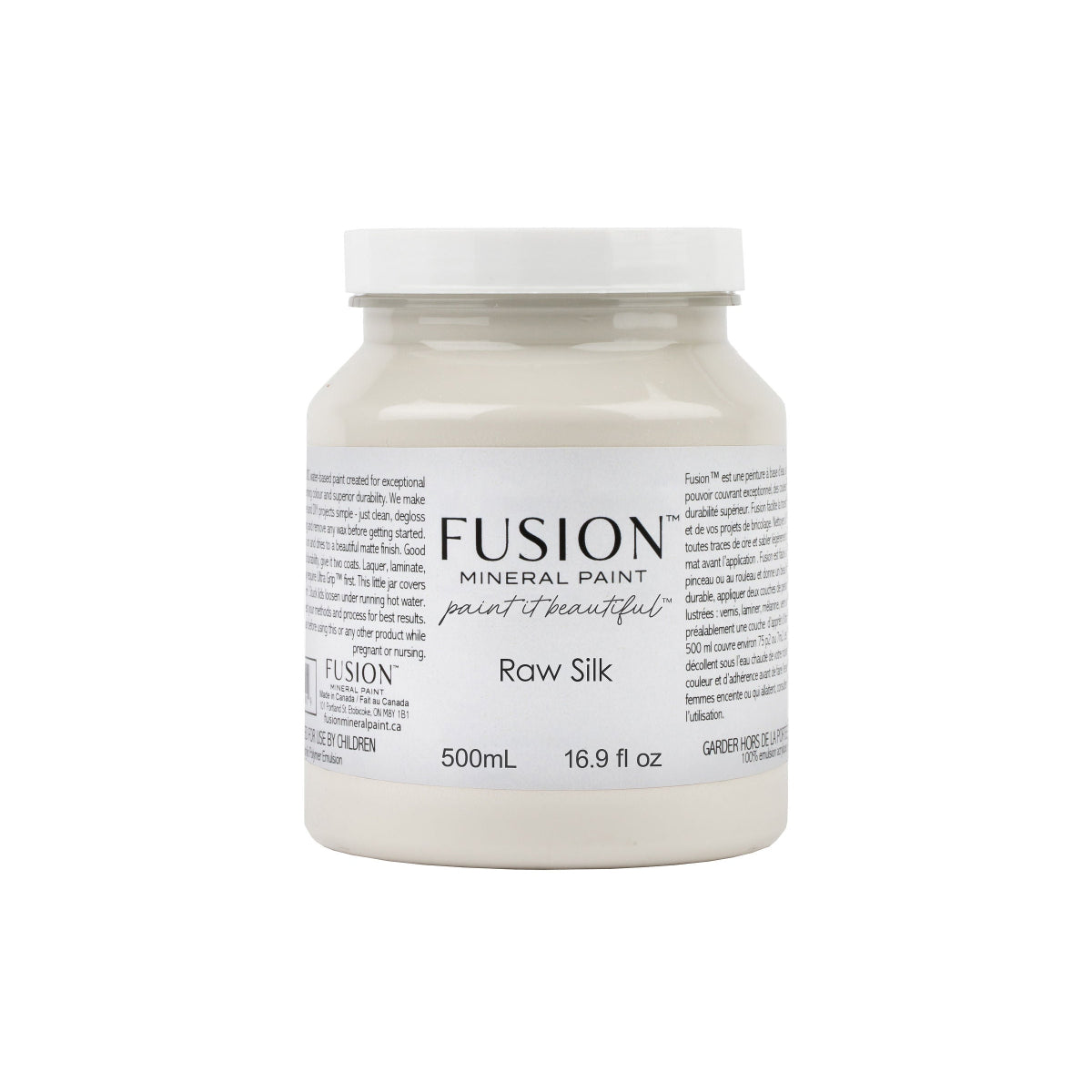 Jar of Raw Silk Fusion Mineral Paint on a white background.