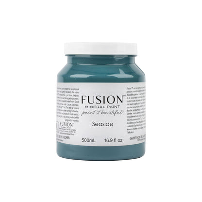 Fusion Mineral Paint jar labelled 'Seaside' on a white background