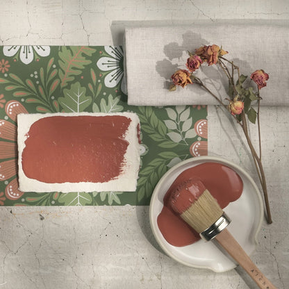 Colour swatches with paint samples of earthy rust Sienna from Alchemy by Fusion