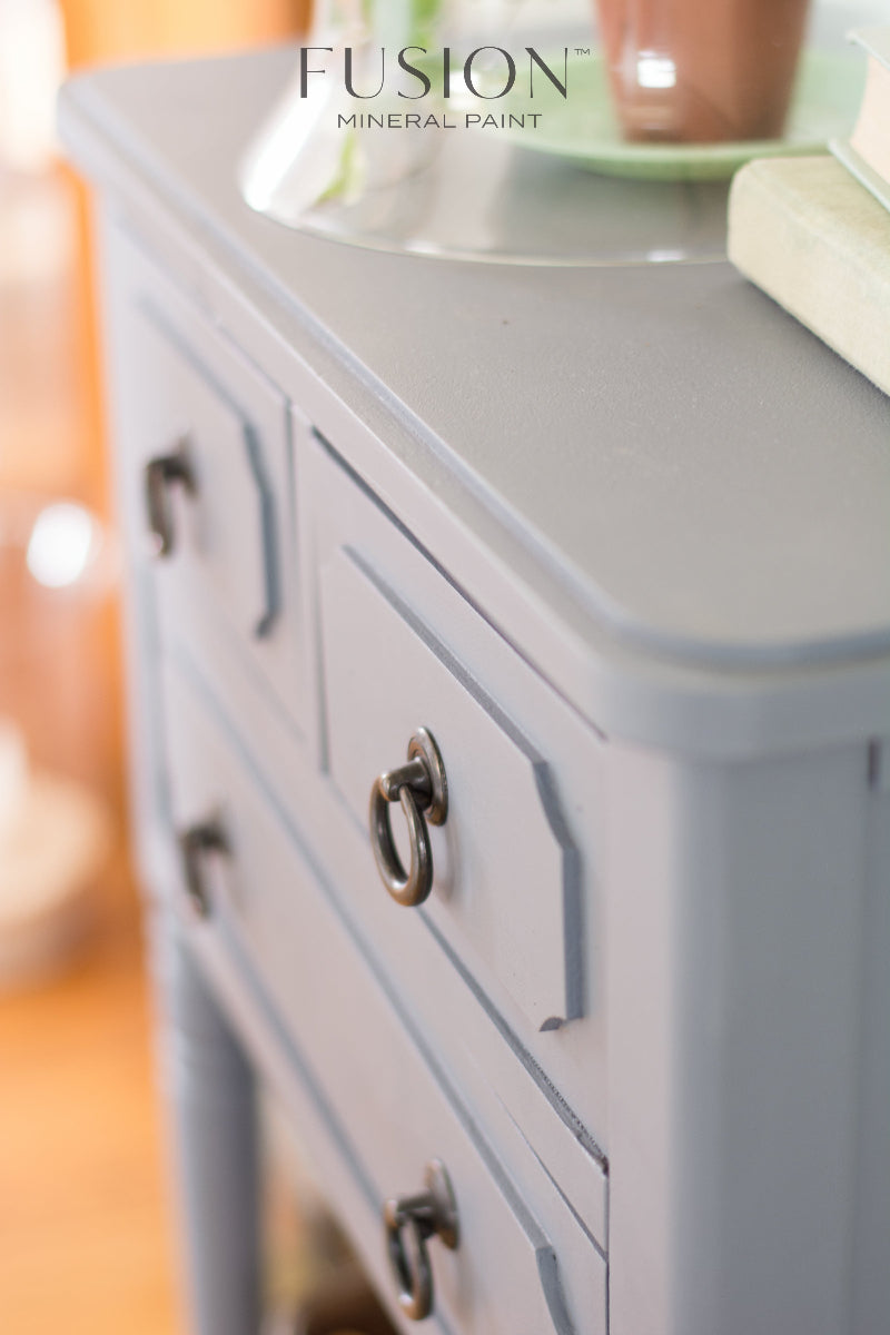Wooden dresser painted in Soap Stone from the Fusion Mineral Paint range 