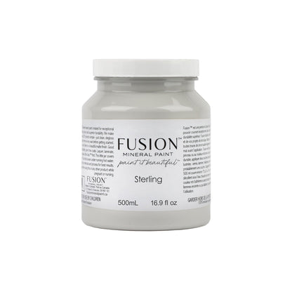 Fusion Mineral Paint jar labelled 'Sterling' on a white background