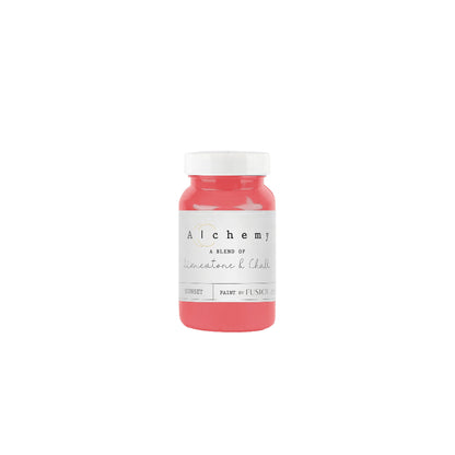 Jar of bright coral-coloured Sunset from Alchemy by Fusion on a white background