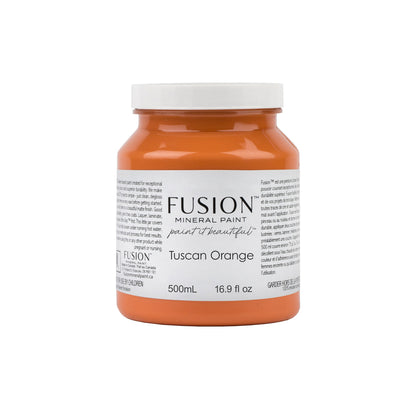 Fusion Mineral Paint jar in Tuscan Orange on a white background