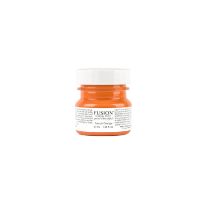 Tester jar of Tuscan Orange Fusion Mineral Paint on a white background