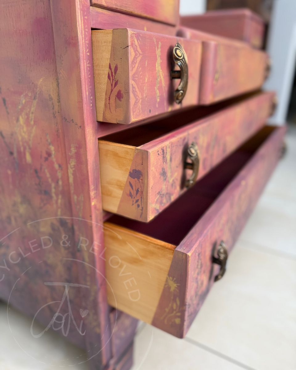Harris Lebus Chest of Drawers - Golden Hour Wildflower Meadow at Sunset