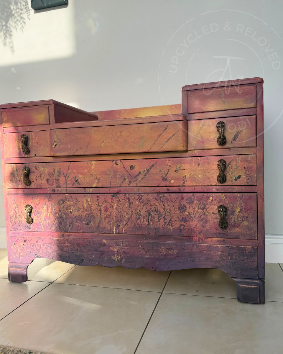 Harris Lebus Chest of Drawers - Golden Hour Wildflower Meadow at Sunset