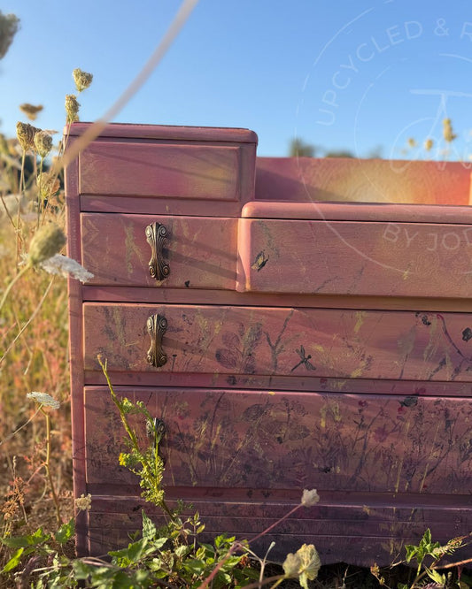 Harris Lebus Chest of Drawers - Golden Hour Wildflower Meadow at Sunset