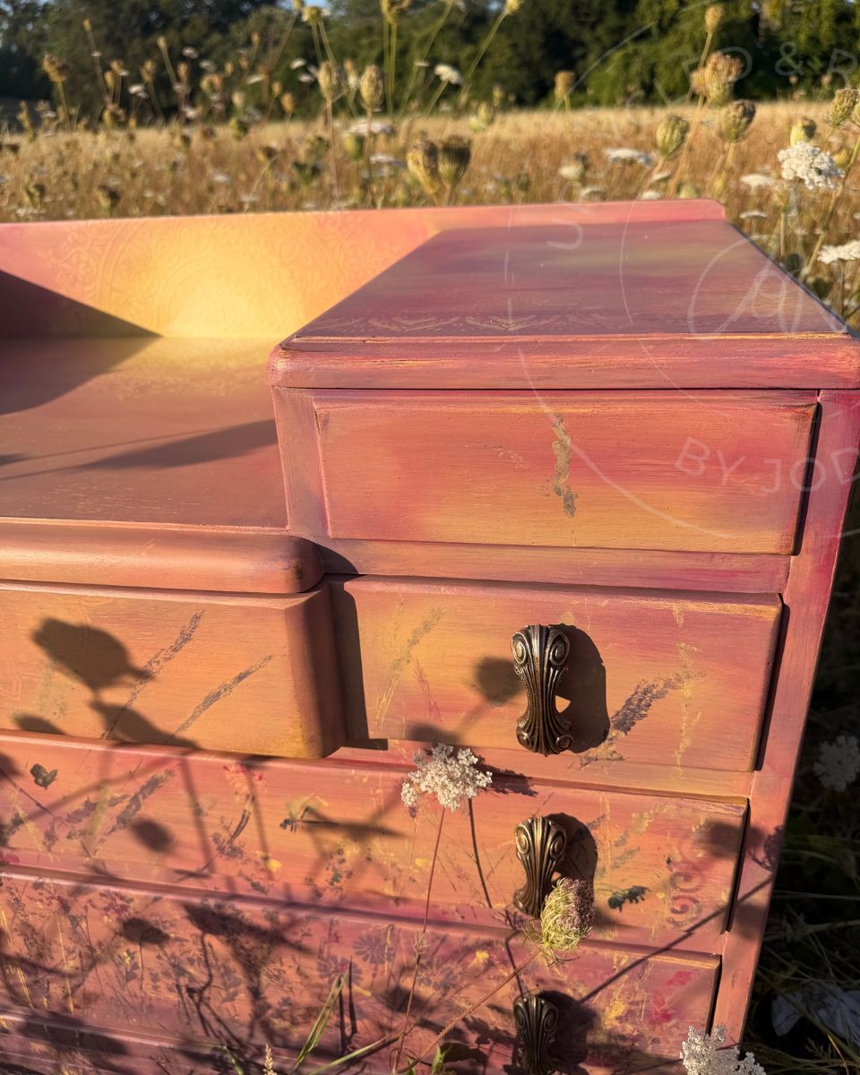 Harris Lebus Chest of Drawers - Golden Hour Wildflower Meadow at Sunset