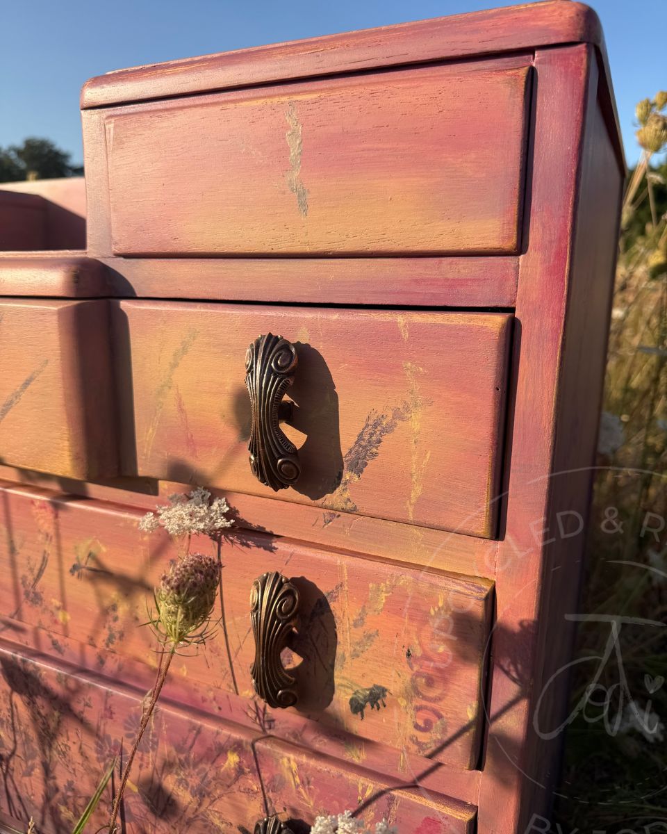 Harris Lebus Chest of Drawers - Golden Hour Wildflower Meadow at Sunset