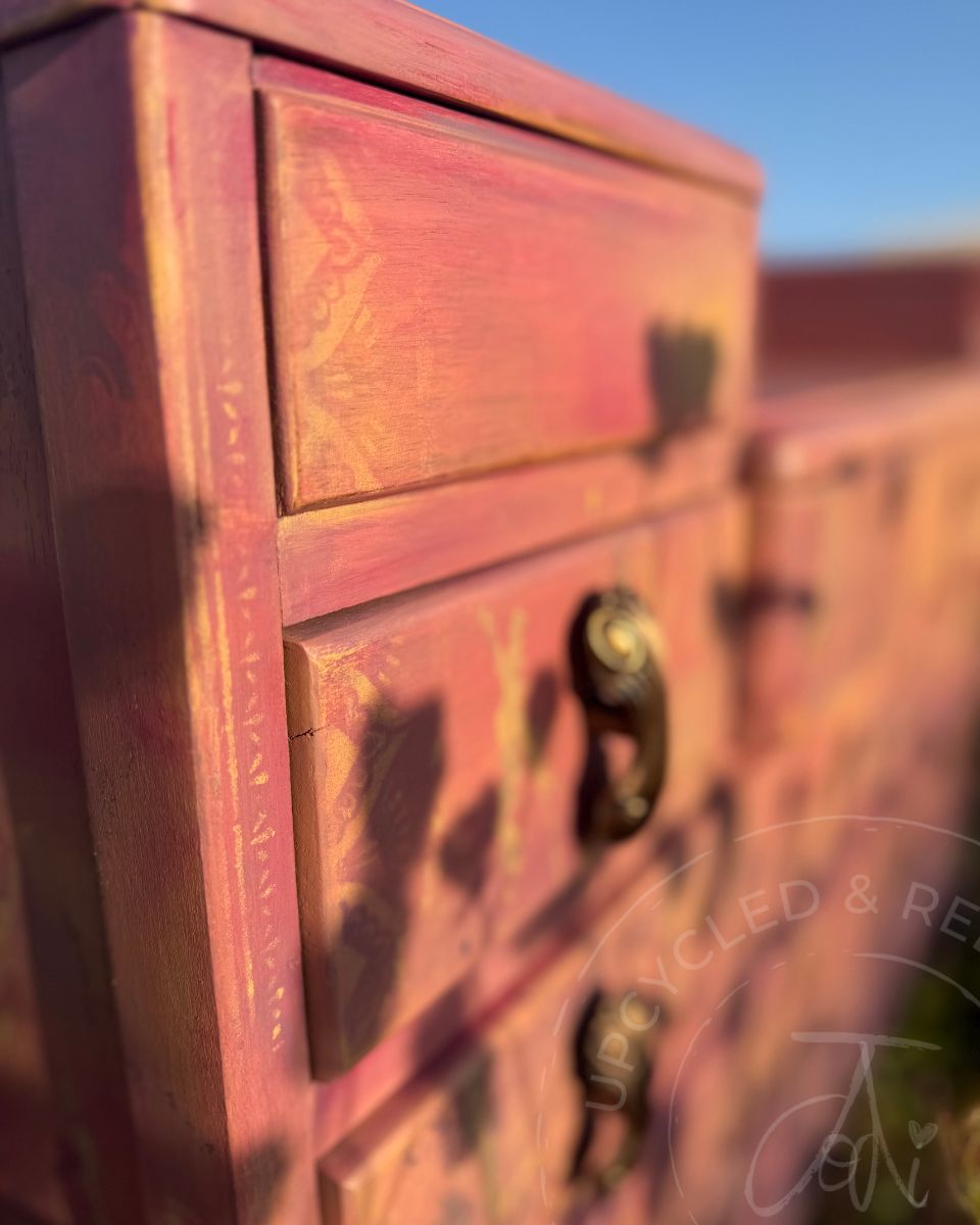 Harris Lebus Chest of Drawers - Golden Hour Wildflower Meadow at Sunset