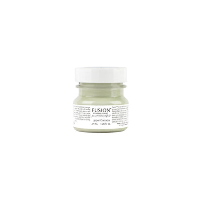 Upper Canada Green Fusion Mineral Paint tester jar on a white background