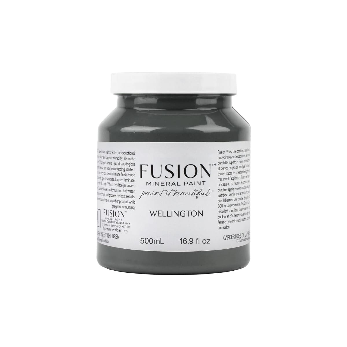 Jar of Wellington Fusion Mineral Paint on a white background.