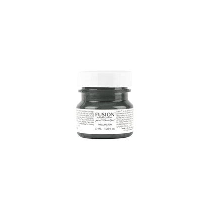 Tester jar of Wellington Fusion Mineral Paint on a white background.
