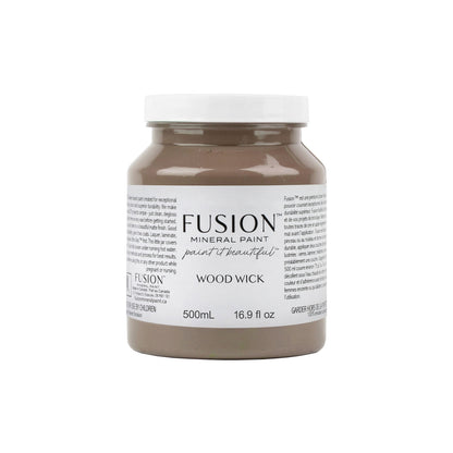 Jar of Fusion Mineral Paint in Wood Wick colour on a white background